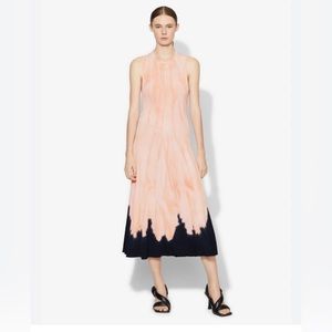 $1190 PROENZA SCHOULER Dipped Tie Dye Knit Dress  Salmon Black Pink knot back